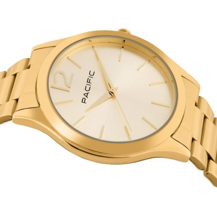 Pacific X6222-12 komplet złoty zegarek + bransoletka elegancki zestaw dla kobiet