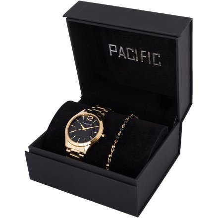 Pacific X6222-13 komplet złoty zegarek + bransoletka elegancki zestaw dla kobiet