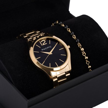 Pacific X6222-13 komplet złoty zegarek + bransoletka elegancki zestaw dla kobiet