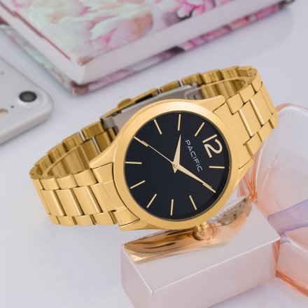 Pacific X6222-13 komplet złoty zegarek + bransoletka elegancki zestaw dla kobiet