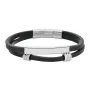 Czarno-srebrna klasyczna skórzana bransoletka męska podwójna LB-040-S1