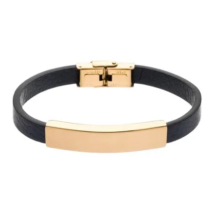 Czarno-złota klasyczna skórzana bransoletka męska LB-058-G1