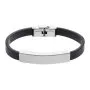 Czarno-srebrna klasyczna skórzana bransoletka męska LB-058-S1