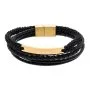 Czarno-złota klasyczna skórzana bransoletka męska z rzemykami Pacific LB-067-G1