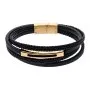 Czarno-złota klasyczna skórzana bransoletka męska z rzemykami Pacific LB-077-G1