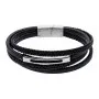 Czarno-srebrna klasyczna skórzana bransoletka męska z rzemykami Pacific LB-077-S1