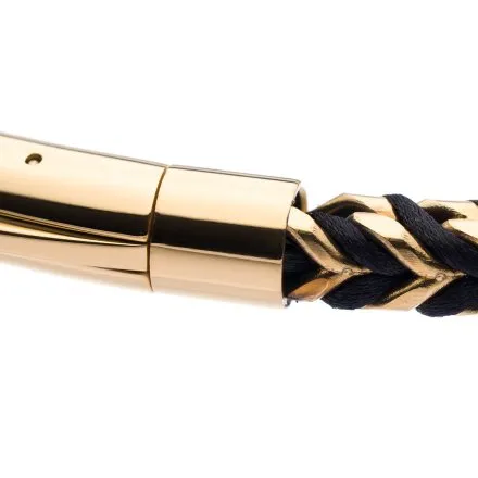 Złoto-czarna klasyczna bransoletka męska splot pancerka Pacific SSM-015-G1