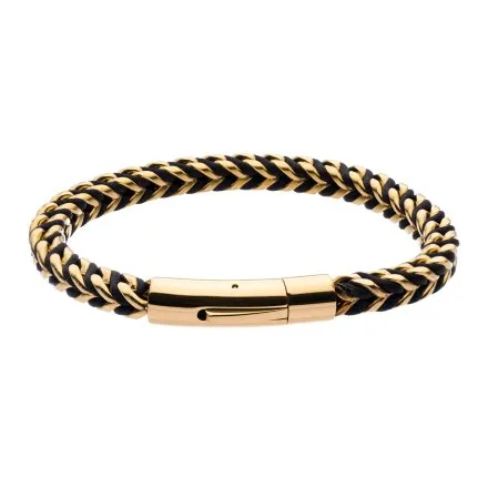 Złoto-czarna klasyczna bransoletka męska splot pancerka Pacific SSM-015-G1
