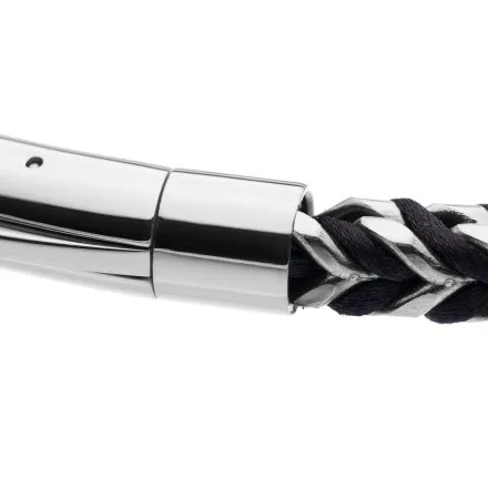 Srebrno-czarna klasyczna bransoletka męska splot pancerka Pacific SSM-015-S1