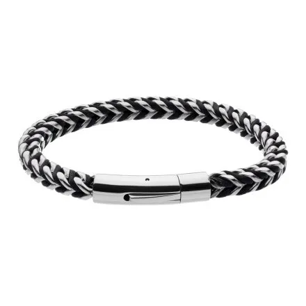 Srebrno-czarna klasyczna bransoletka męska splot pancerka Pacific SSM-015-S1