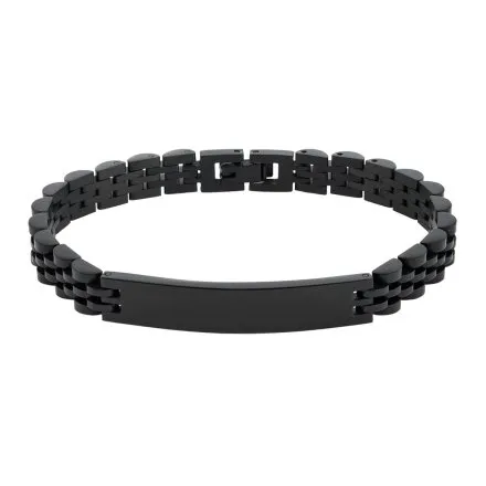 Czarna klasyczna stalowa bransoletka męska z blaszką Pacific SSM-024-B1