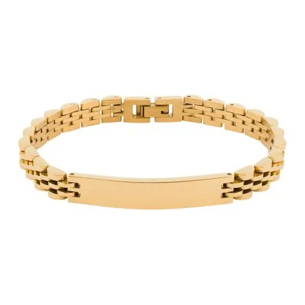 Złota klasyczna stalowa bransoletka męska z blaszką Pacific SSM-024-G1