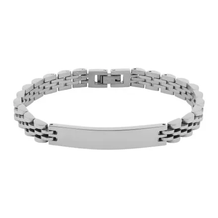 Srebrna klasyczna stalowa bransoletka męska z blaszką Pacific SSM-024-S1