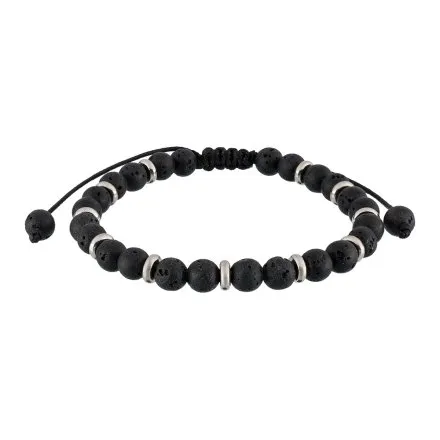 Czarna klasyczna bransoletka męska koraliki Pacific SSM-027-S1