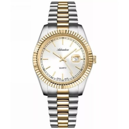 Adriatica Zegarek Damski srebrno-złoty z datownikiem A3090.2113QXL