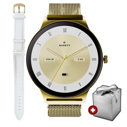 Garett Verona 2 Glow złoty mesh elegancki smartwatch damski + PUDEŁKO