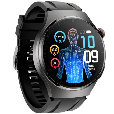 Rubicon RNCF32 czarny smartwatch z pomiarem EKG i cukru SMARUB299