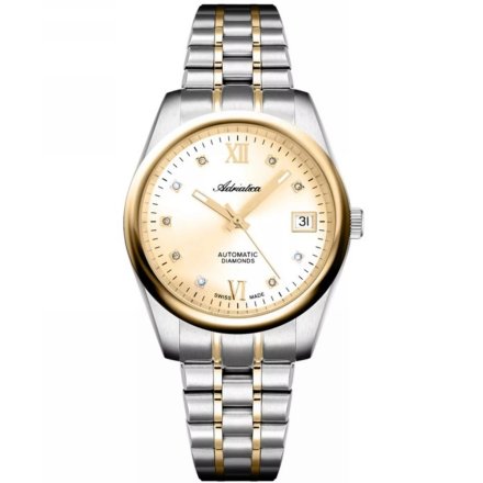 Adriatica Zegarek Damski Automatic Diamonds na srebrno-złotej bransolecie A3198.2181DA