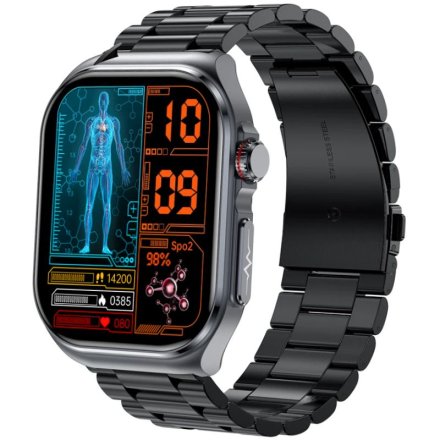 Rubicon RNCF36 smartwatch z pomiarem cukru i EKG czarny z bransoletką SMARUB309