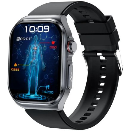 Rubicon RNCF36 smartwatch z pomiarem cukru i EKG czarny z paskiem SMARUB310