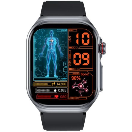 Rubicon RNCF36 smartwatch z pomiarem cukru i EKG czarny z paskiem SMARUB310