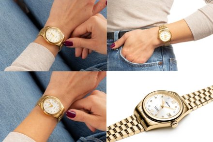 Adriatica Zegarek Damski Automatic Diamonds na złotej bransolecie A3198.1183DA