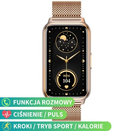 Rubicon RNCF48 różowe złoto elegancki damski smartwatch opaska bransoletka SMARUB352