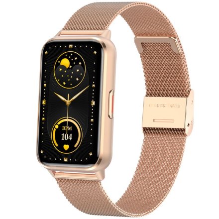 Rubicon RNCF48 różowe złoto elegancki damski smartwatch opaska bransoletka SMARUB352