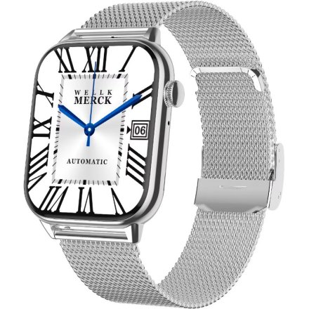 Rubicon RNCF49 srebrny mesh elegancki smartwatch AMOLED