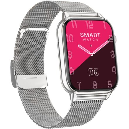 Rubicon RNCF49 srebrny mesh elegancki smartwatch AMOLED