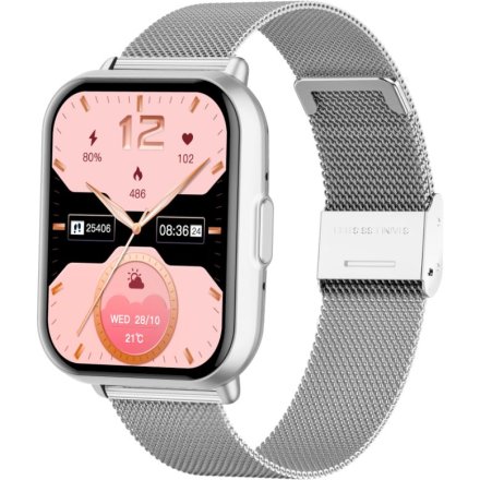 Rubicon RNCF46 srebrny stylowy smartwatch na bransolecie SMARUB365