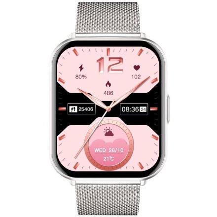 Rubicon RNCF46 srebrny stylowy smartwatch na bransolecie SMARUB365