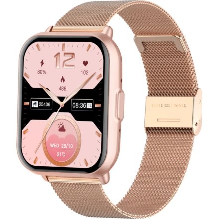 Rubicon RNCF46 różowozłoty stylowy smartwatch na bransolecie SMARUB375