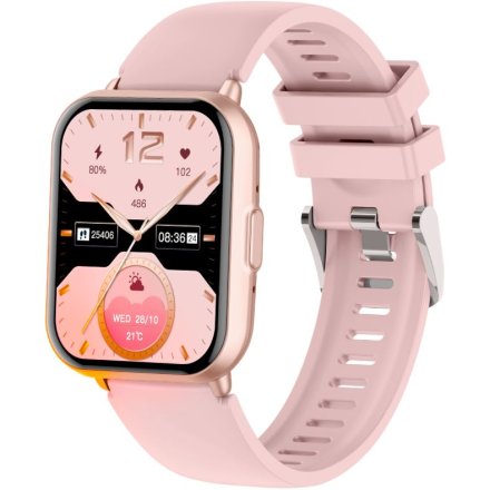 Rubicon RNCF46 różowy stylowy smartwatch na pasku SMARUB379