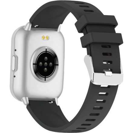 Rubicon RNCF46 srebrno-czarny stylowy smartwatch na pasku SMARUB366