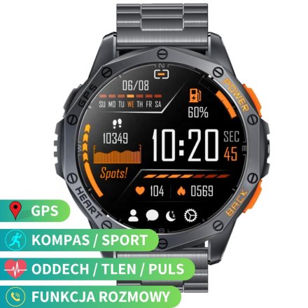 Rubicon RNCF47 czarny smartwatch na bransolecie AMOLED GPS Rozmowy SMARUB381