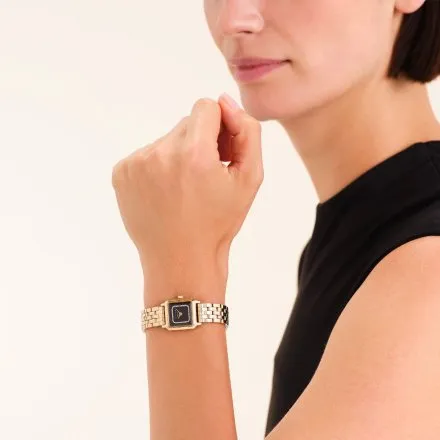 Rosefield Boxelle zegarek damski złoty z czarną tarczą i kryształkami BBGSG-B09