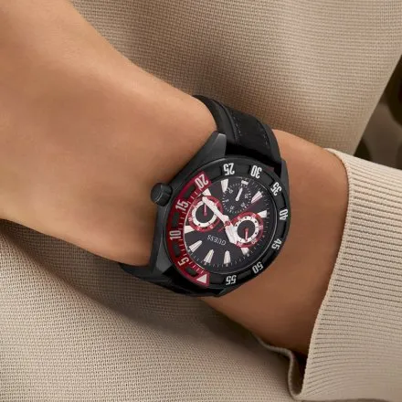Guess Letterman GW0903G2 czarny zegarek męski czarna tarcza