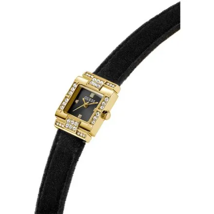 Guess Taylor złoty zegarek damski na czarnym pasku GW0923L2
