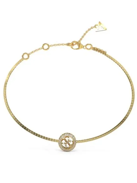 Złota bransoletka kostka GUESS 4G CRUSH logo kryształy JUBB04163JW (S)