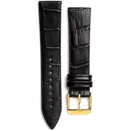 Adriatica czarny pasek skórzany 20 mm ze złotą sprzączką