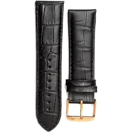 Adriatica czarny pasek skórzany 24 mm z różowozłotą sprzączką