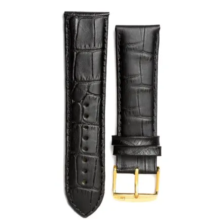 Adriatica czarny pasek skórzany 24 mm ze złotą sprzączką