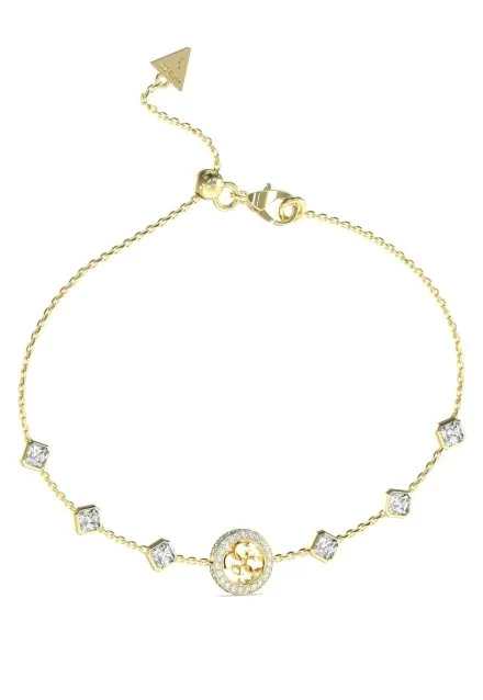 Złota bransoletka GUESS 4G CRUSH logo kryształy JUBB04156JW