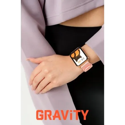 GRAVITY GT17-1 prostokątny różowy złoty smartwatch do rozmów