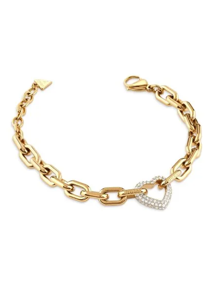 Guess BELOVED bransoletka złota damska serce z kryształkami JUBB05016JW (S)