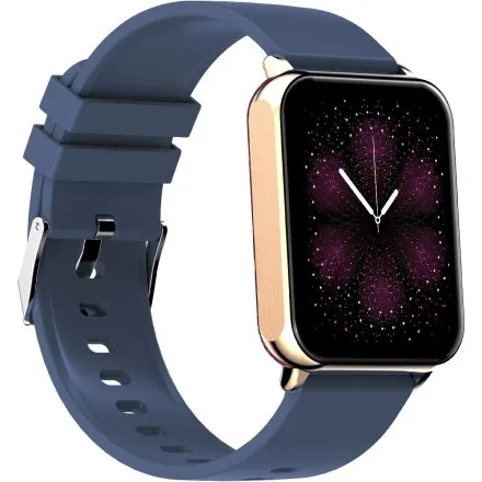 GRAVITY GT17-2 prostokątny granatowy złoty smartwatch do rozmów