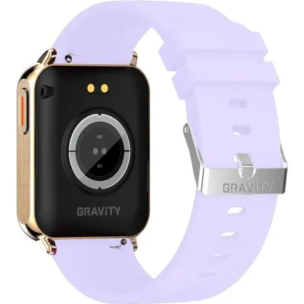 GRAVITY GT17-3 prostokątny fioletowy złoty smartwatch do rozmów