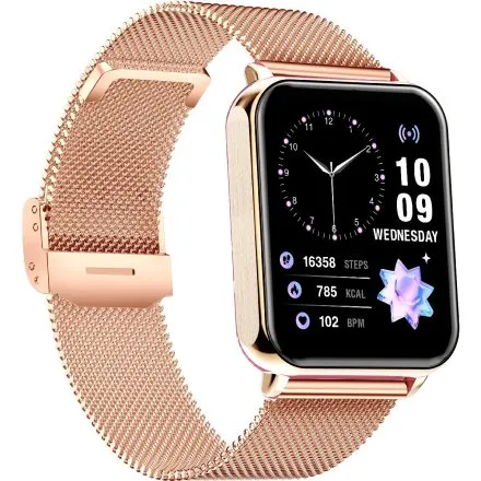GRAVITY GT17-3 prostokątny fioletowy złoty smartwatch do rozmów