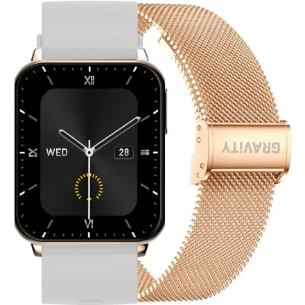 GRAVITY GT17-4 prostokątny szary złoty smartwatch do rozmów